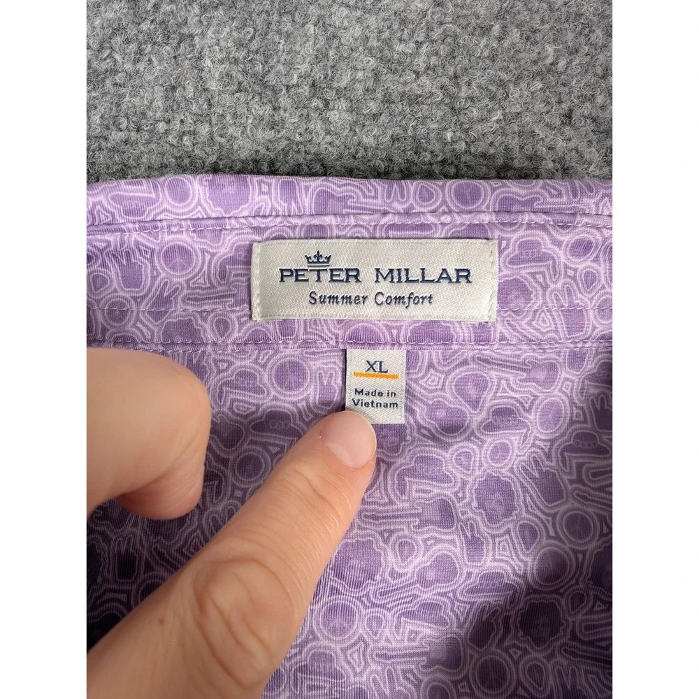 Peter Millar Summer Comfort Polo Shirt‎ Mens XL Purple Haze Jimi Hendrix w/Logo